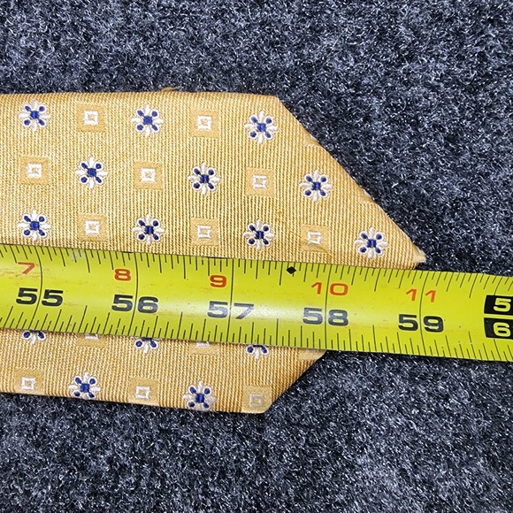 COUNTESS MARA Men's 100% Silk Necktie Designer Geometric Gold/Silver/Blue VGUC - Picture 5 of 6